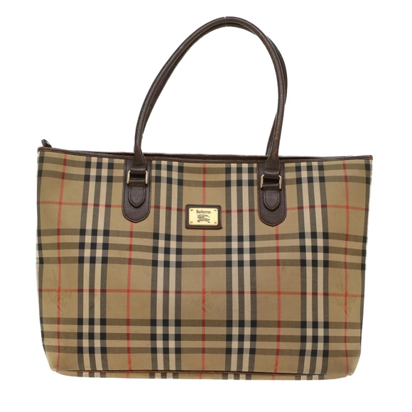 Burberrys Nova Check Tote Bag Canvas Beige Brown Auth 48174 - Picture 2 of 16